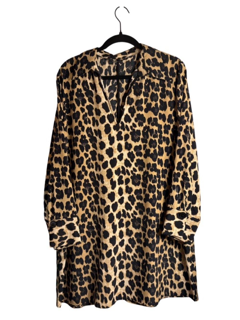 Zara Basic Leopard Print Tunic Dress - Tan and Black
